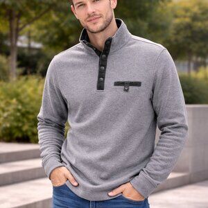 UNTUCKit Olive Green Pullover Sweater Size M Quarter Snap Fleece Casual Men